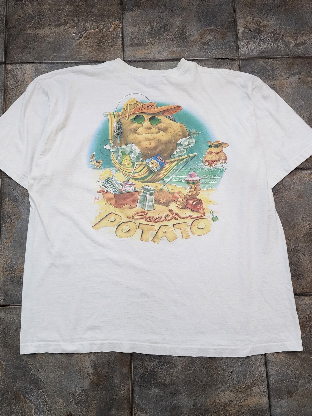 Vintage 90s Caribbean Soul Men's 3XL Beach Potato Tropical Single Stitch T Shirt